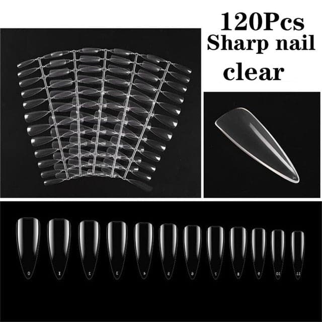 100Pcs/box Full Cover Fake Nail Artificial Press on Long Ballerina False Coffin Nails Art Tips Manicure Tool