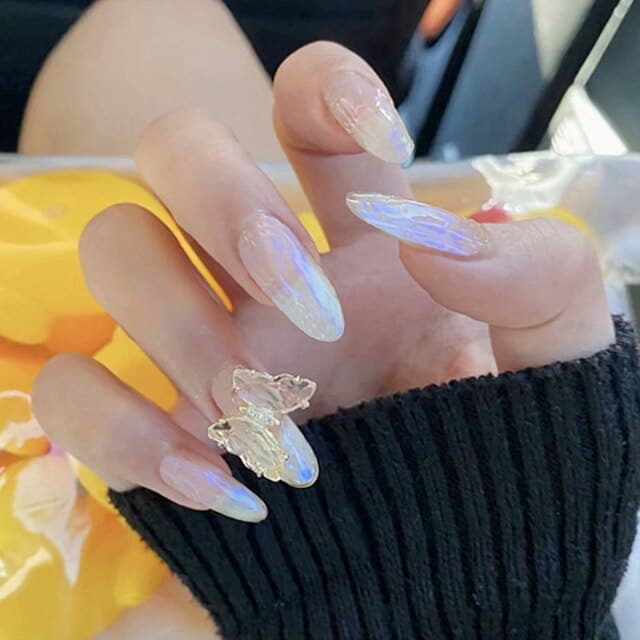 Golden Butterfly Artificial False Nails Cartoon Classic Crystal Charm Press On Nails Art Fake Extension Tips