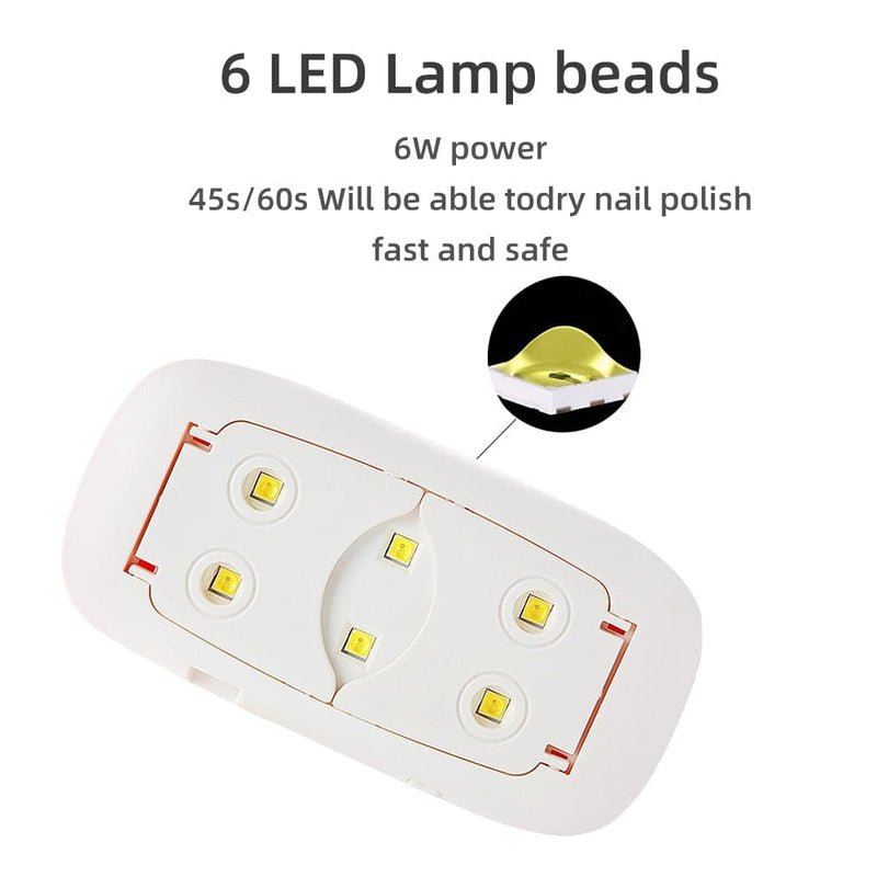 6W Nail Drying Lamp UV LED Lamp Nail Mini Portable Nail Dryer With USB Cable Gel Nail Polish Dryer Tools Gift Home Travel Use