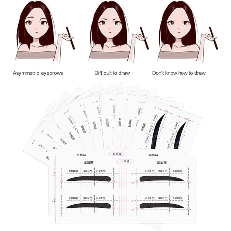 24 Pairs Professional Eyebrow Stencil Card Template Eyebrow Sticker Tool Draw Perfect Eyebrows Eyebrow Cosmetic Tool